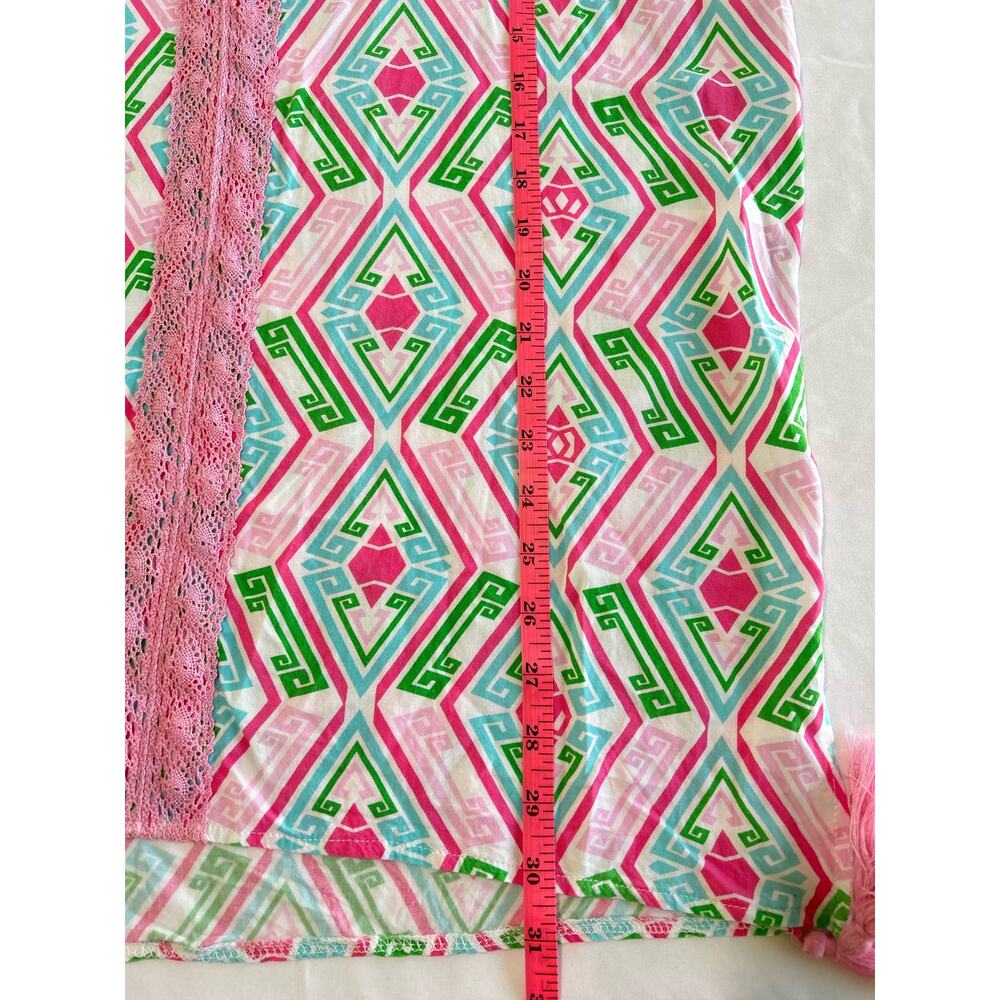 Macbeth Collection Diamond Print Pink Green Girly Swim Beach Coverup Size Medium - Picture 10 of 13